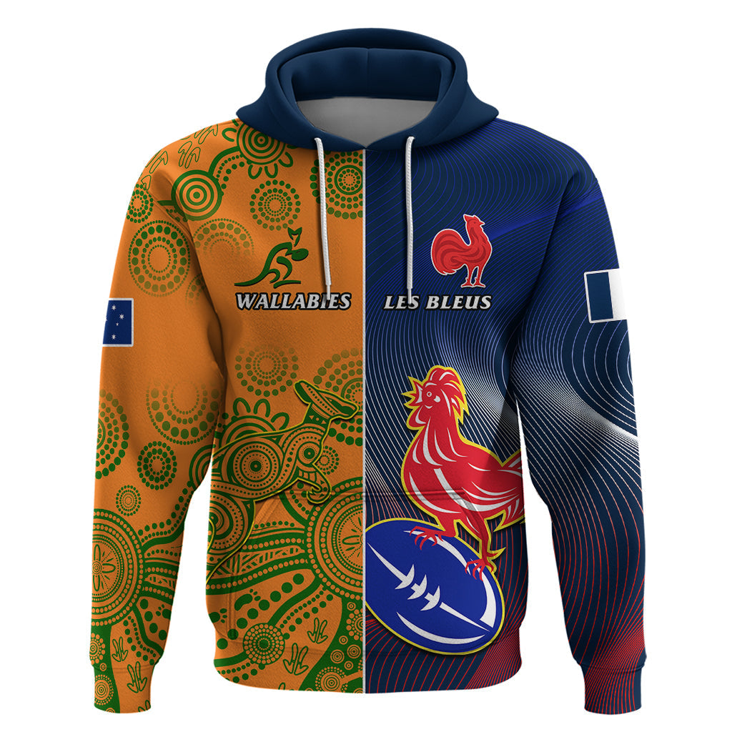 Custom France And Australia Rugby Hoodie 2023 World Cup Le Bleus Wallabies Together LT14