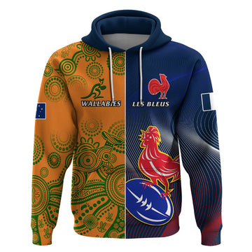 Custom France And Australia Rugby Hoodie 2023 World Cup Le Bleus Wallabies Together LT14