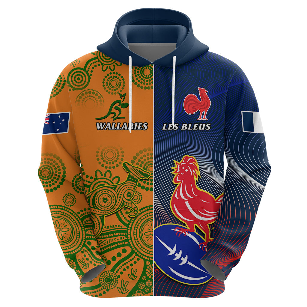 Custom France And Australia Rugby Hoodie 2023 World Cup Le Bleus Wallabies Together LT14