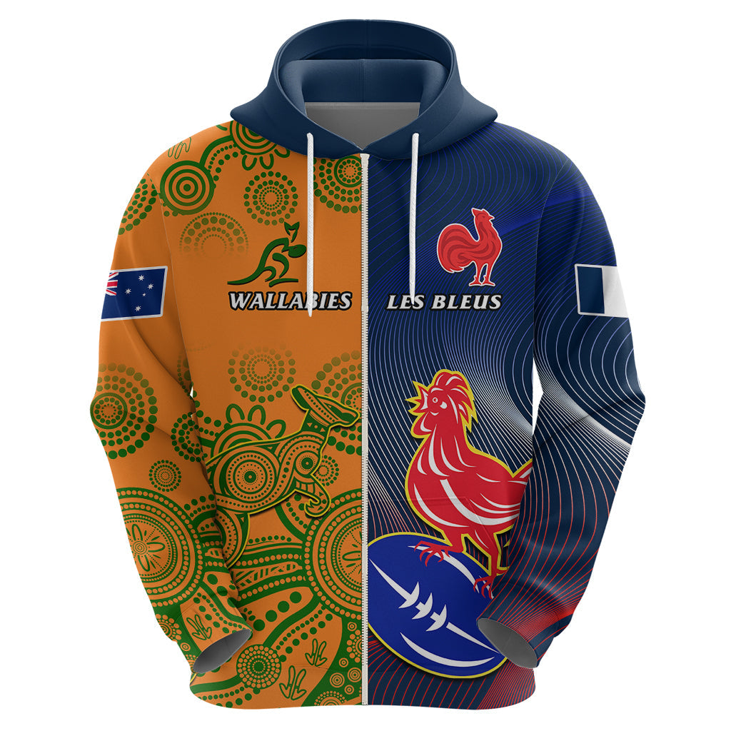 Custom France And Australia Rugby Hoodie 2023 World Cup Le Bleus Wallabies Together LT14