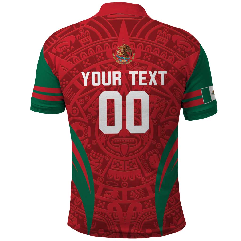 Custom Baseball Mexico 2024 Polo Shirt Aztec Calendar Pattern - Dynamic Style LT14