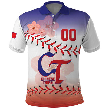 Custom Baseball Chinese Taipei Polo Shirt National Plum Blossom - Dynamic Style LT14