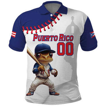 Custom Baseball Puerto Rico Polo Shirt Coqui Mascot - Dynamic Style LT14