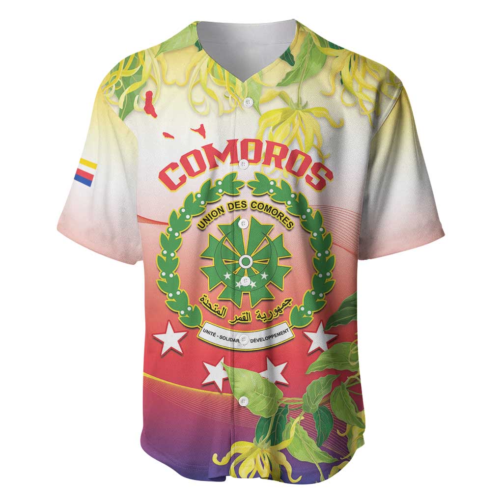 Personalized Comoros Baseball Jersey Coat Of Arms Mix Ylang Ylang Flower LT14