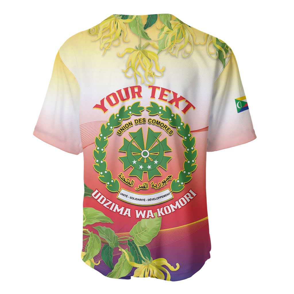 Personalized Comoros Baseball Jersey Coat Of Arms Mix Ylang Ylang Flower LT14