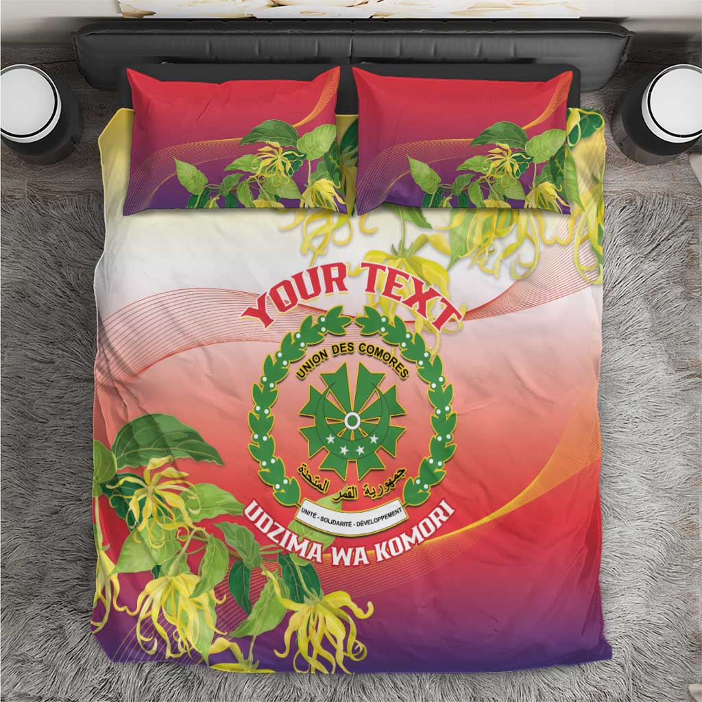 Personalized Comoros Bedding Set Coat Of Arms Mix Ylang Ylang Flower LT14