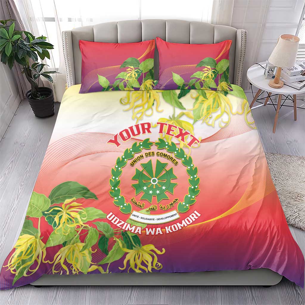 Personalized Comoros Bedding Set Coat Of Arms Mix Ylang Ylang Flower LT14