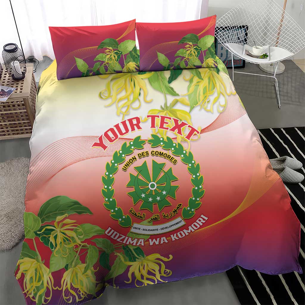 Personalized Comoros Bedding Set Coat Of Arms Mix Ylang Ylang Flower LT14