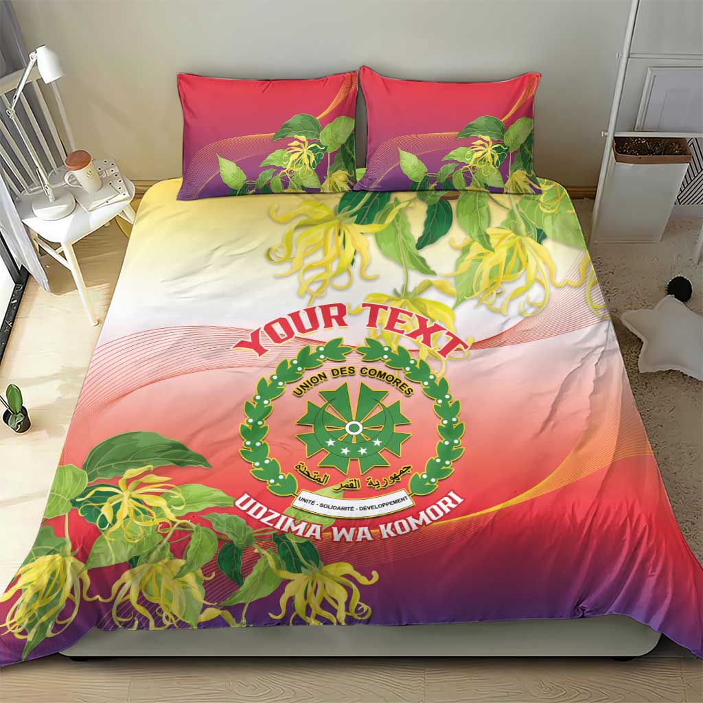 Personalized Comoros Bedding Set Coat Of Arms Mix Ylang Ylang Flower LT14