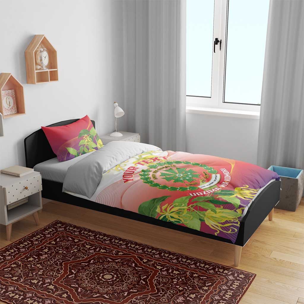 Personalized Comoros Bedding Set Coat Of Arms Mix Ylang Ylang Flower LT14
