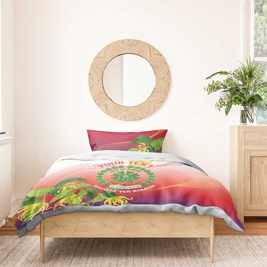 Personalized Comoros Bedding Set Coat Of Arms Mix Ylang Ylang Flower LT14