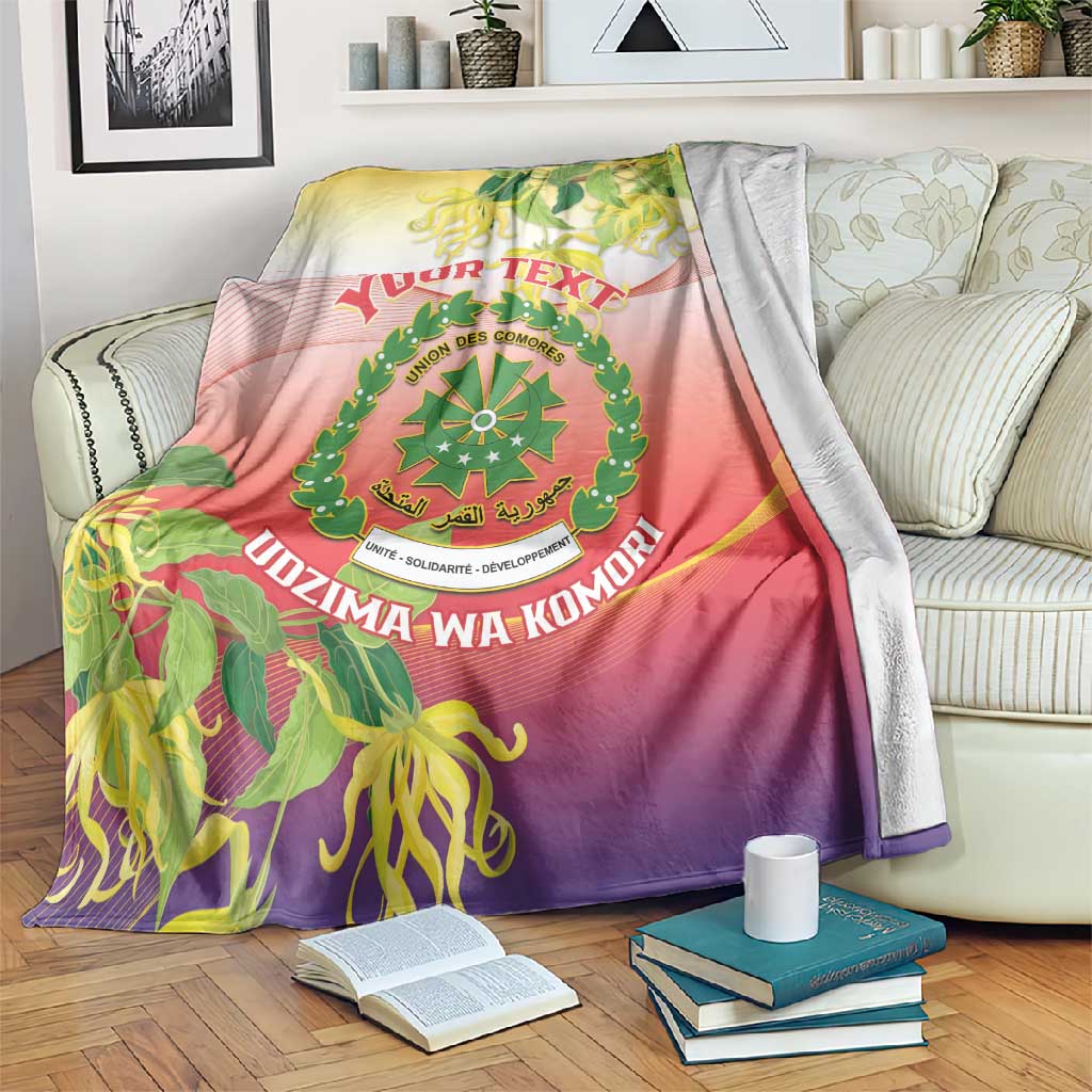 Personalized Comoros Blanket Coat Of Arms Mix Ylang Ylang Flower LT14