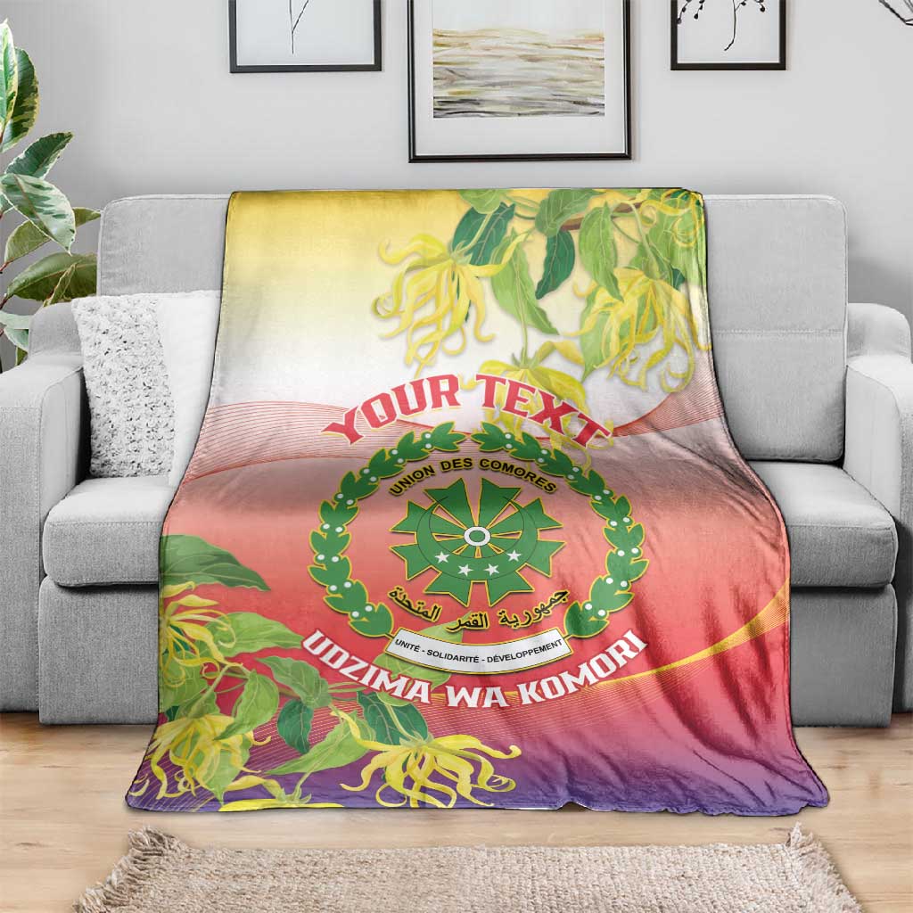Personalized Comoros Blanket Coat Of Arms Mix Ylang Ylang Flower LT14