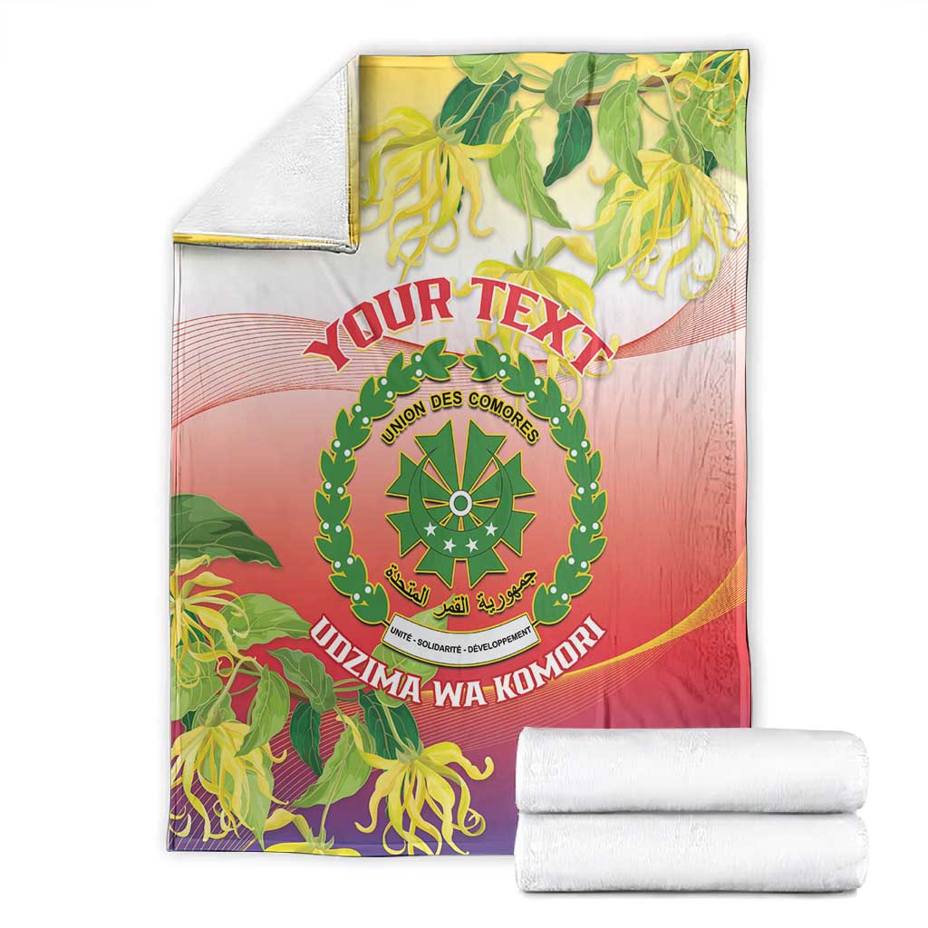 Personalized Comoros Blanket Coat Of Arms Mix Ylang Ylang Flower LT14
