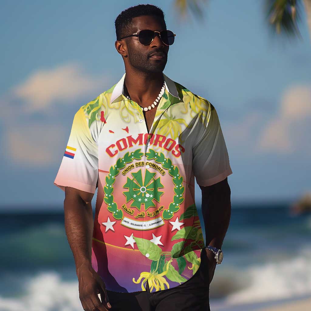 Personalized Comoros Hawaiian Shirt Coat Of Arms Mix Ylang Ylang Flower LT14