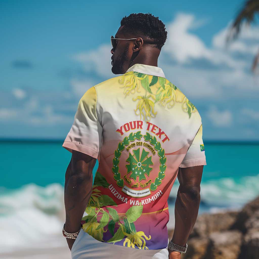 Personalized Comoros Hawaiian Shirt Coat Of Arms Mix Ylang Ylang Flower LT14