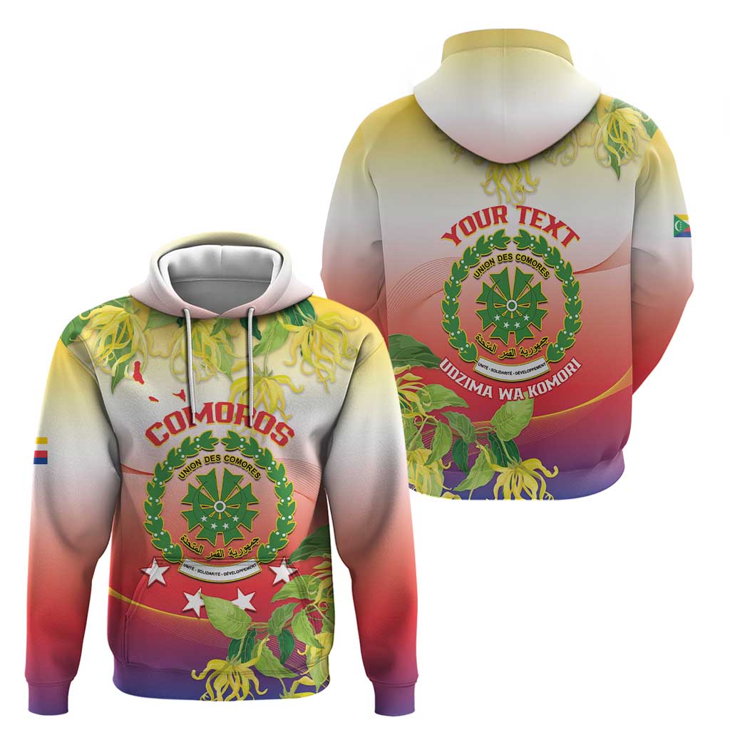 Personalized Comoros Hoodie Coat Of Arms Mix Ylang Ylang Flower LT14