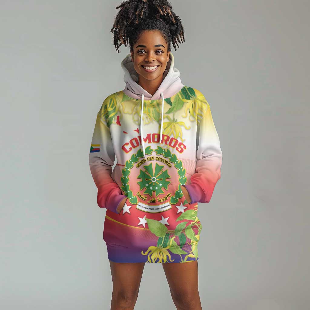 Personalized Comoros Hoodie Dress Coat Of Arms Mix Ylang Ylang Flower LT14