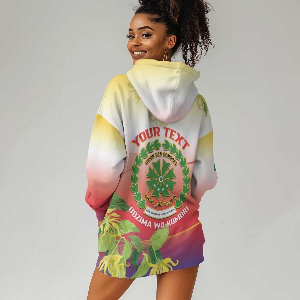 Personalized Comoros Hoodie Dress Coat Of Arms Mix Ylang Ylang Flower LT14