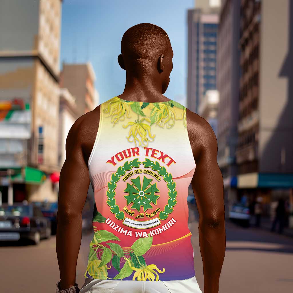 Personalized Comoros Men Tank Top Coat Of Arms Mix Ylang Ylang Flower LT14