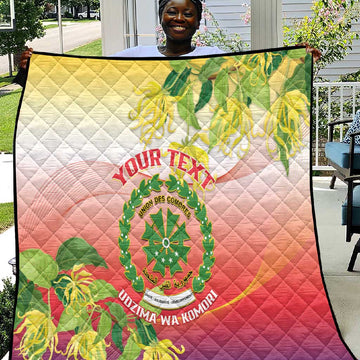Personalized Comoros Quilt Coat Of Arms Mix Ylang Ylang Flower LT14