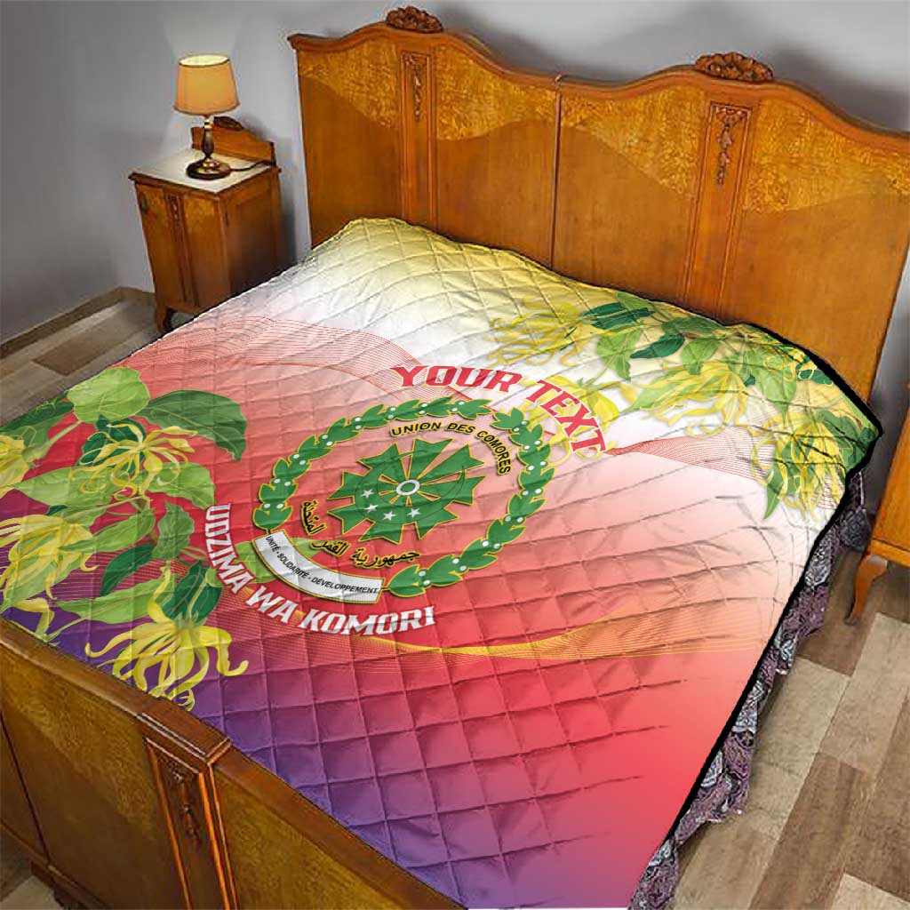 Personalized Comoros Quilt Coat Of Arms Mix Ylang Ylang Flower LT14