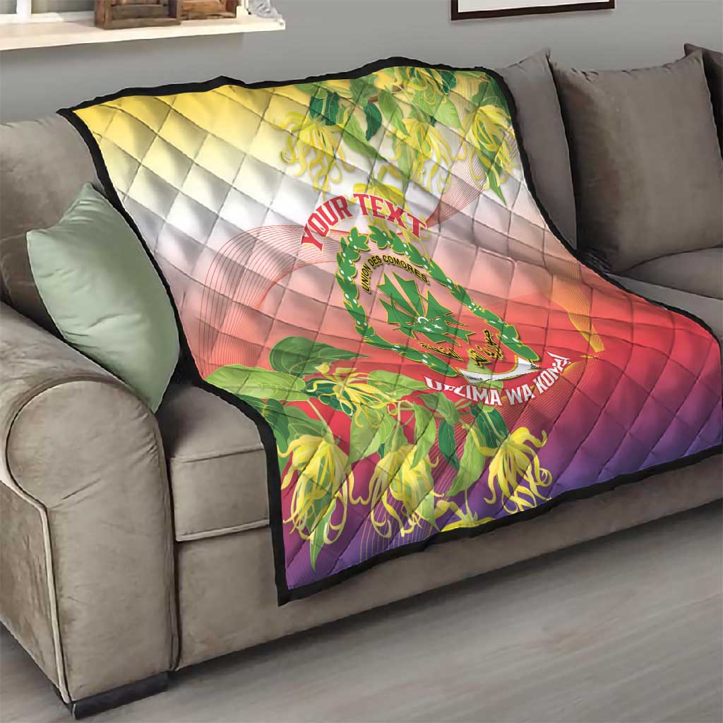Personalized Comoros Quilt Coat Of Arms Mix Ylang Ylang Flower LT14