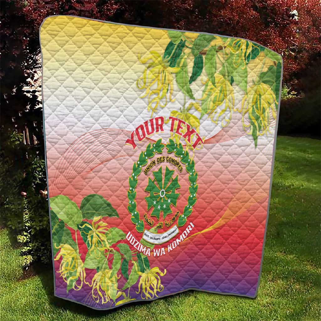 Personalized Comoros Quilt Coat Of Arms Mix Ylang Ylang Flower LT14