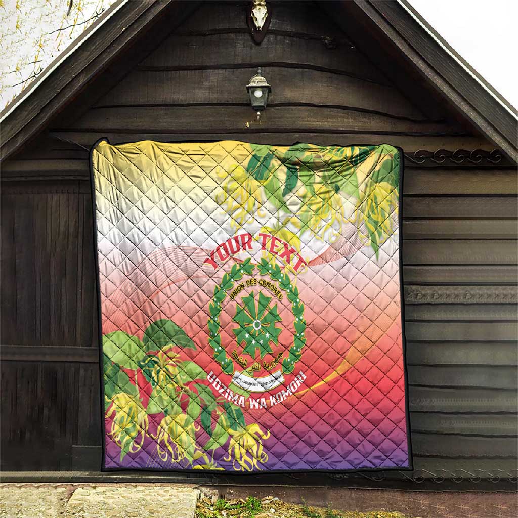 Personalized Comoros Quilt Coat Of Arms Mix Ylang Ylang Flower LT14
