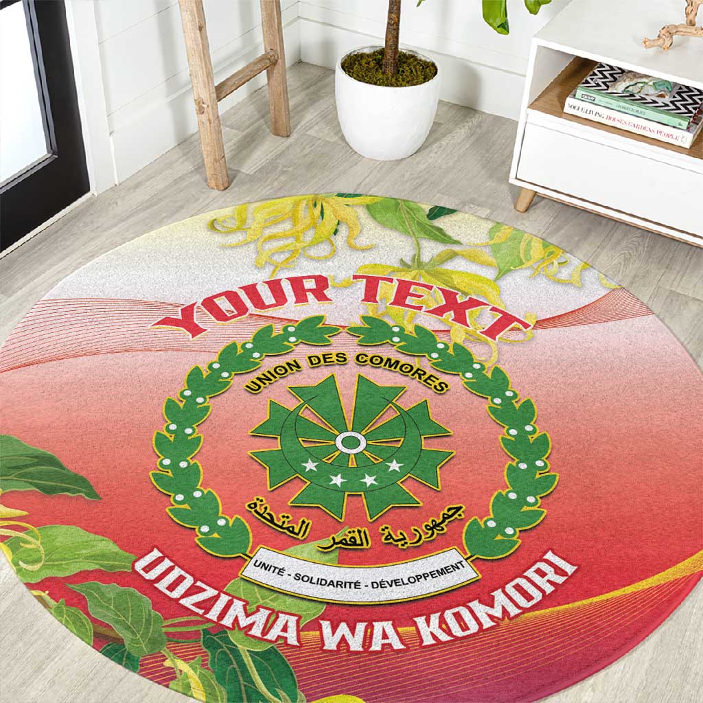 Personalized Comoros Round Carpet Coat Of Arms Mix Ylang Ylang Flower LT14