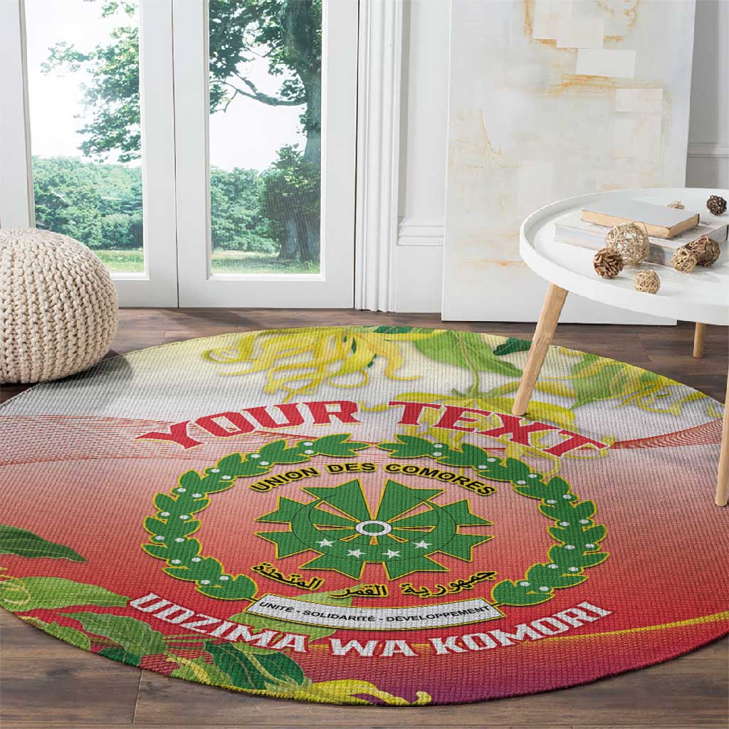 Personalized Comoros Round Carpet Coat Of Arms Mix Ylang Ylang Flower LT14