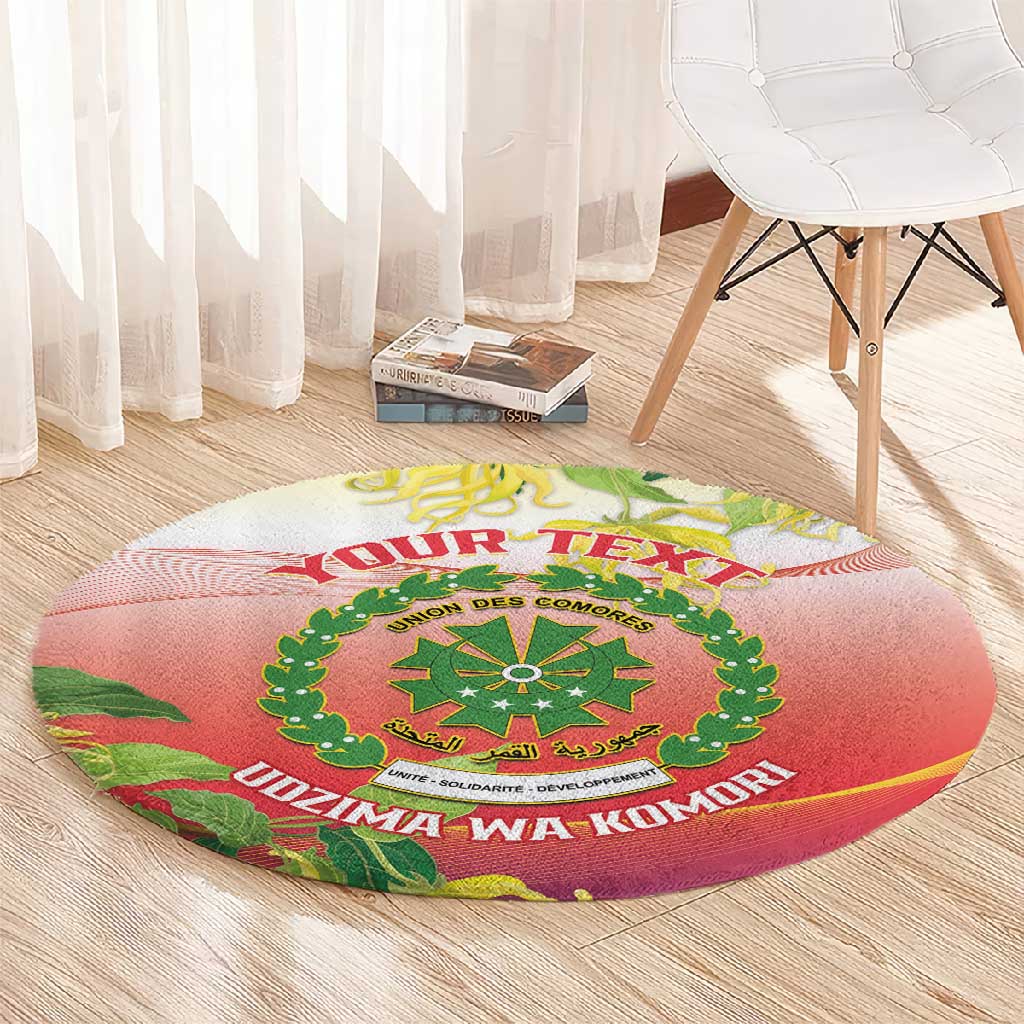 Personalized Comoros Round Carpet Coat Of Arms Mix Ylang Ylang Flower LT14