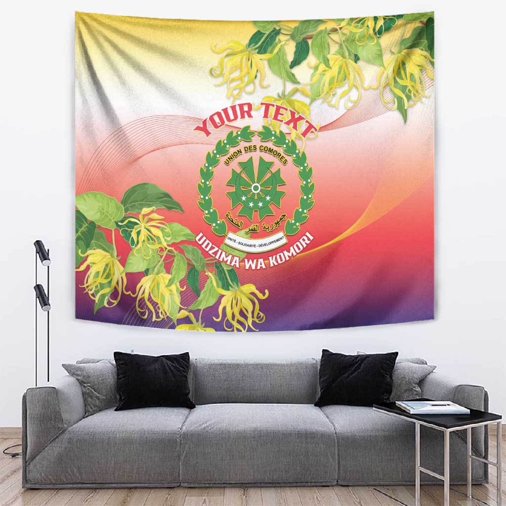 Personalized Comoros Tapestry Coat Of Arms Mix Ylang Ylang Flower LT14