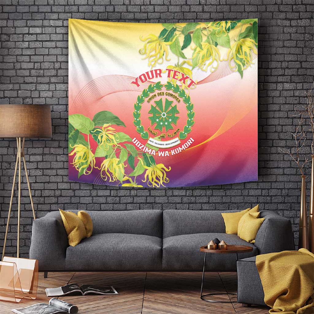 Personalized Comoros Tapestry Coat Of Arms Mix Ylang Ylang Flower LT14