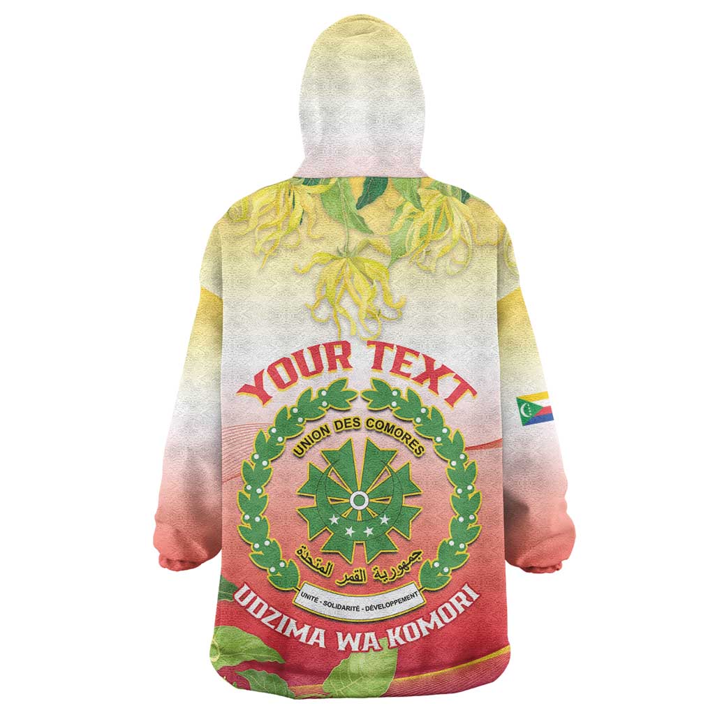 Personalized Comoros Wearable Blanket Hoodie Coat Of Arms Mix Ylang Ylang Flower LT14