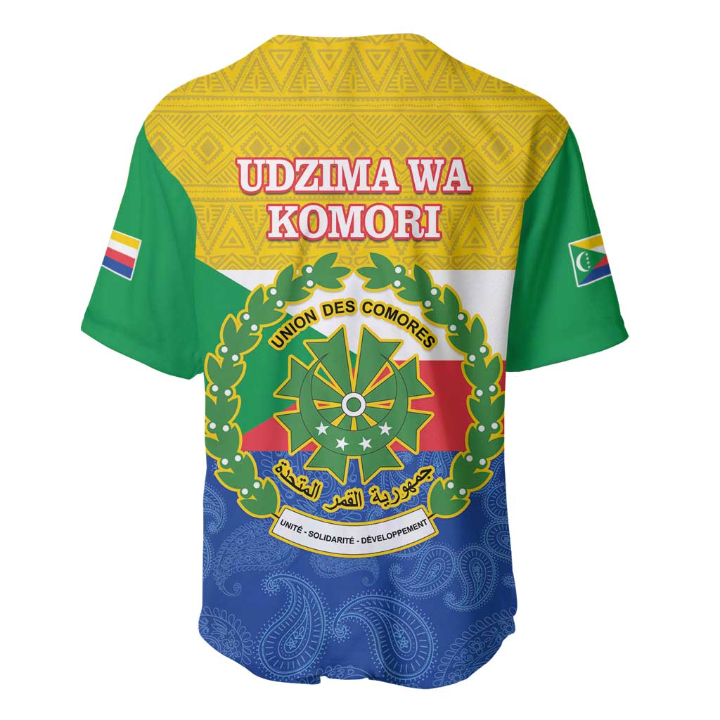 Afro Paisley Udzima wa Komori Baseball Jersey Comoros Is In My DNA LT14