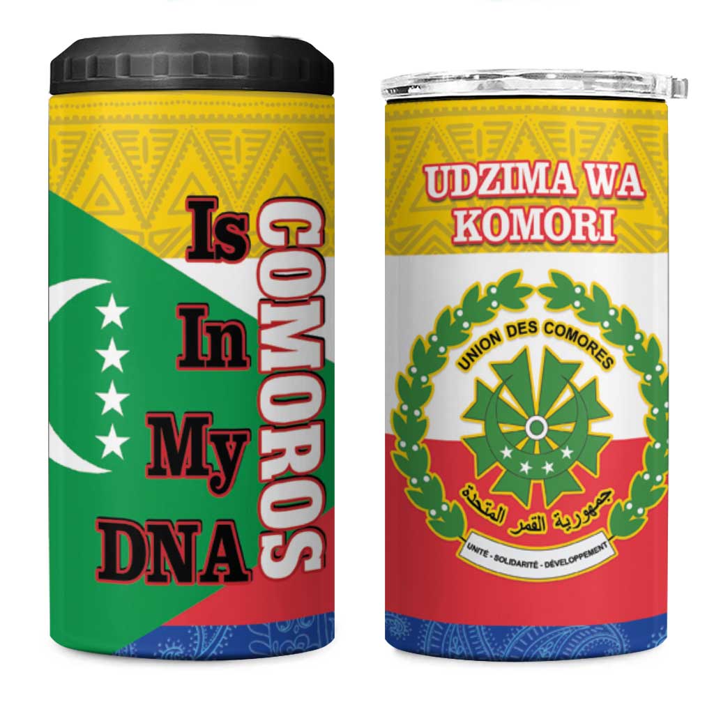 Afro Paisley Udzima wa Komori 4 in 1 Can Cooler Tumbler Comoros Is In My DNA LT14