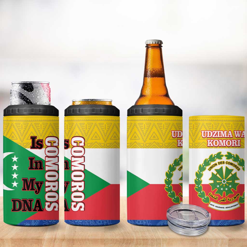 Afro Paisley Udzima wa Komori 4 in 1 Can Cooler Tumbler Comoros Is In My DNA LT14