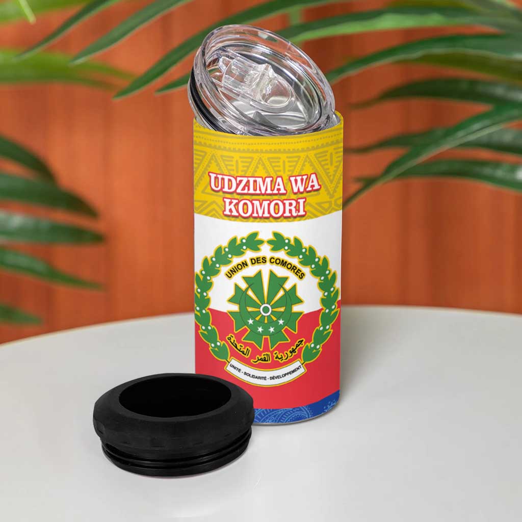 Afro Paisley Udzima wa Komori 4 in 1 Can Cooler Tumbler Comoros Is In My DNA LT14