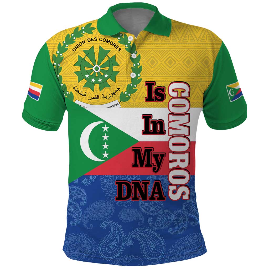 Comoros Is In My DNA Polo Shirt Udzima wa Komori - African Paisley Pattern LT14