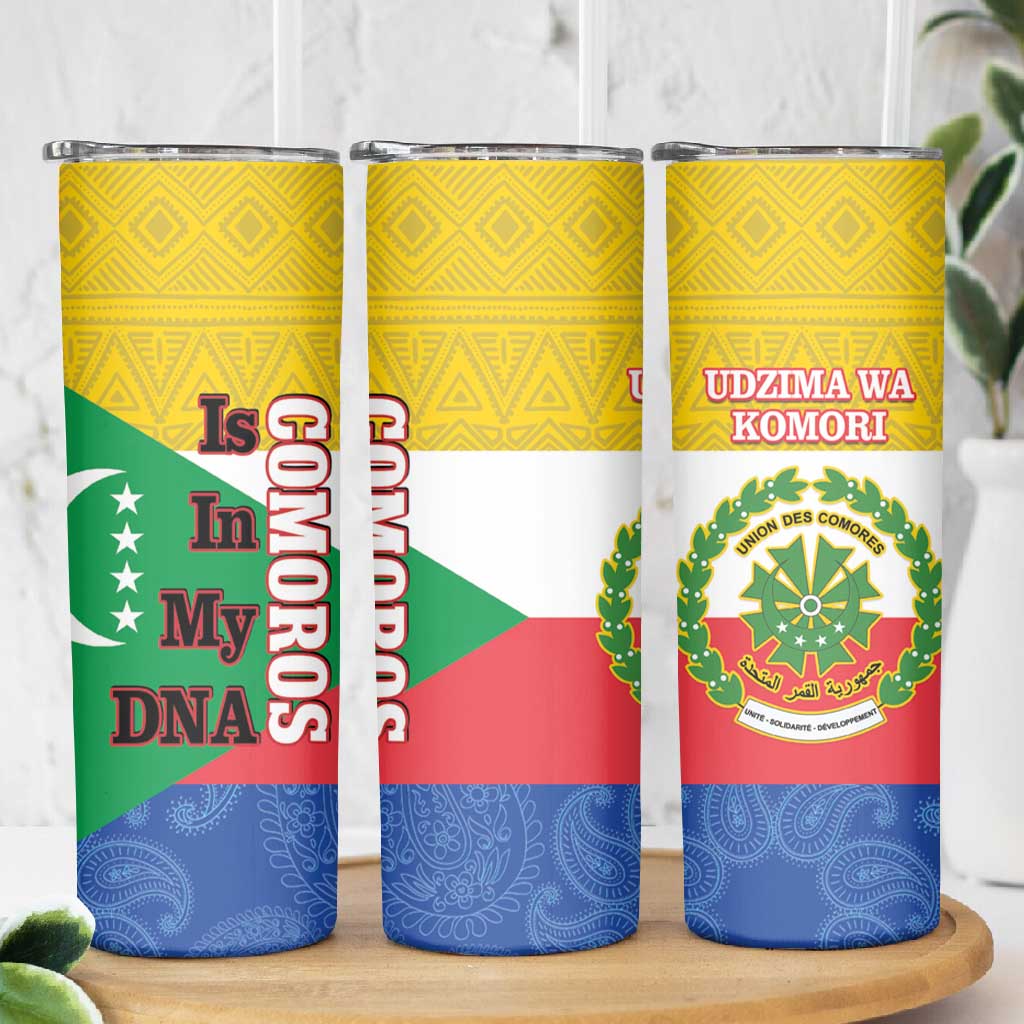 Afro Paisley Udzima wa Komori Skinny Tumbler Comoros Is In My DNA LT14