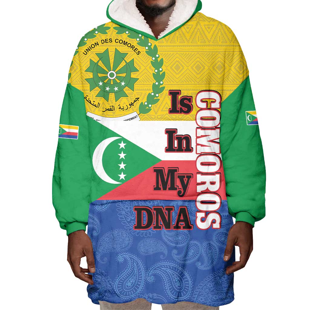 Afro Paisley Udzima wa Komori Wearable Blanket Hoodie Comoros Is In My DNA LT14