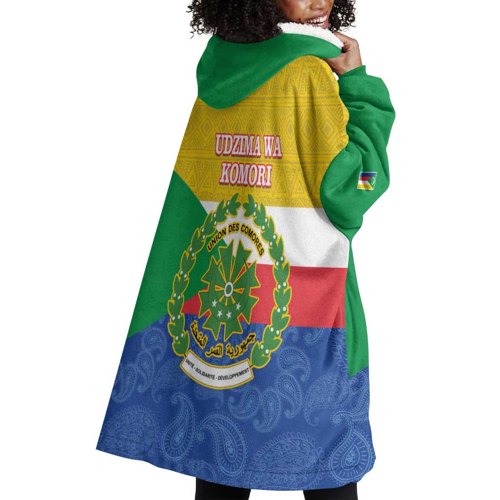 Afro Paisley Udzima wa Komori Wearable Blanket Hoodie Comoros Is In My DNA LT14