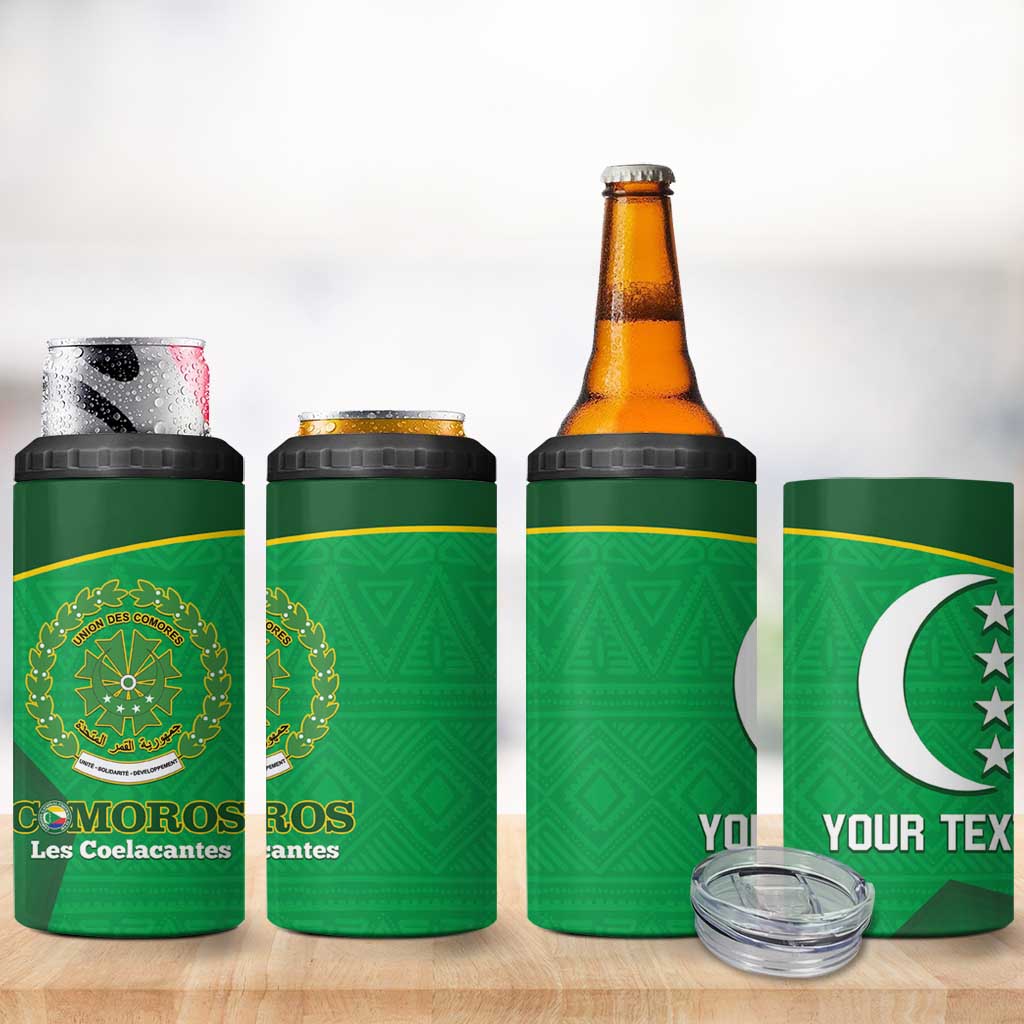 Custom Comoros Football 4 in 1 Can Cooler Tumbler Allez Les Coelacantes LT14