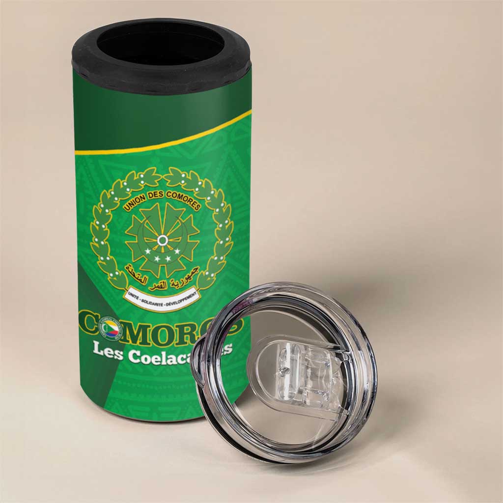 Custom Comoros Football 4 in 1 Can Cooler Tumbler Allez Les Coelacantes LT14
