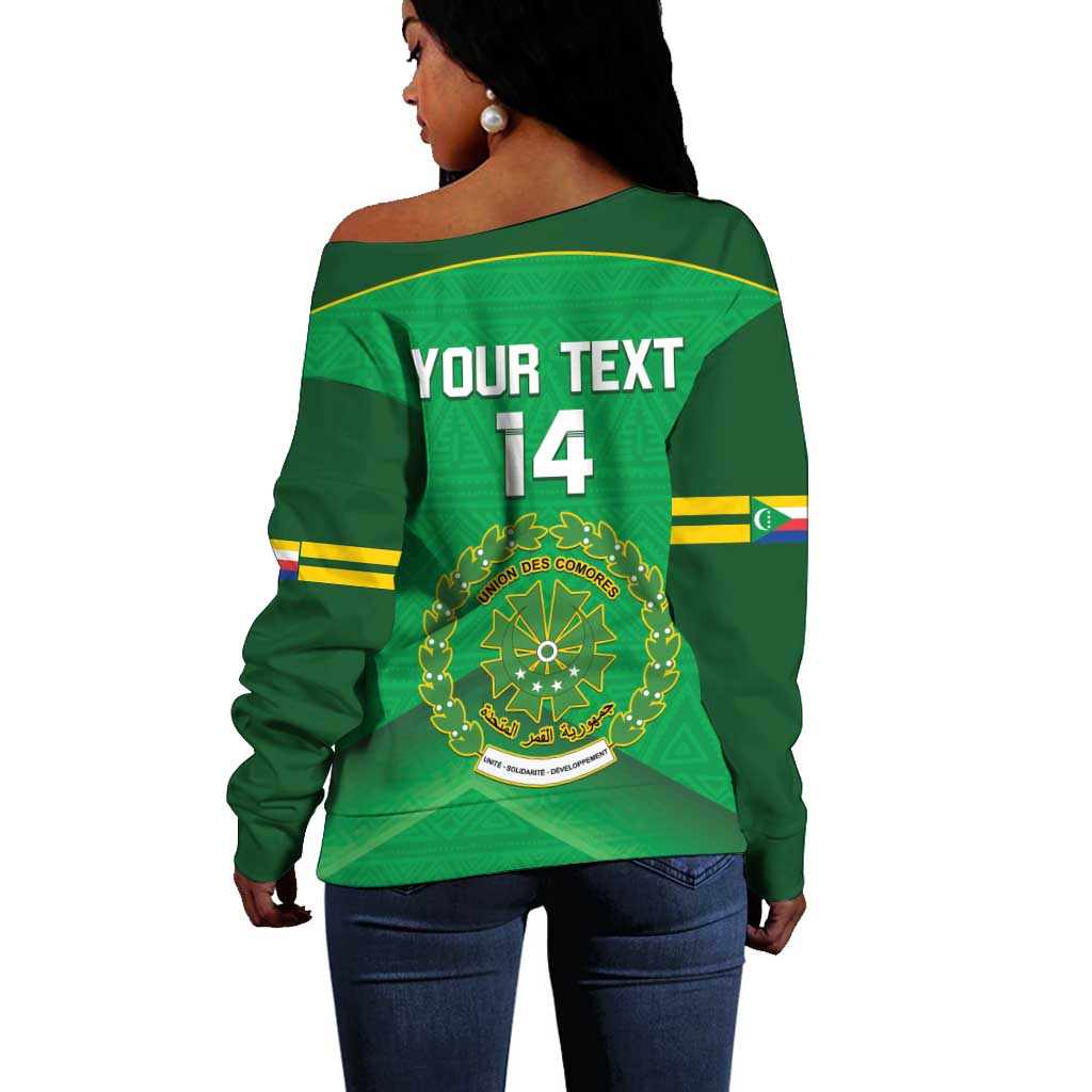 Custom Comoros Football Off Shoulder Sweater Allez Les Coelacantes LT14