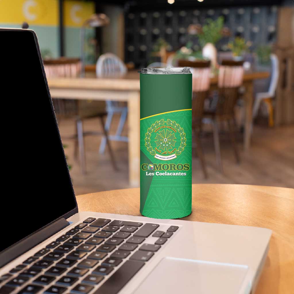Custom Comoros Football Skinny Tumbler Allez Les Coelacantes LT14