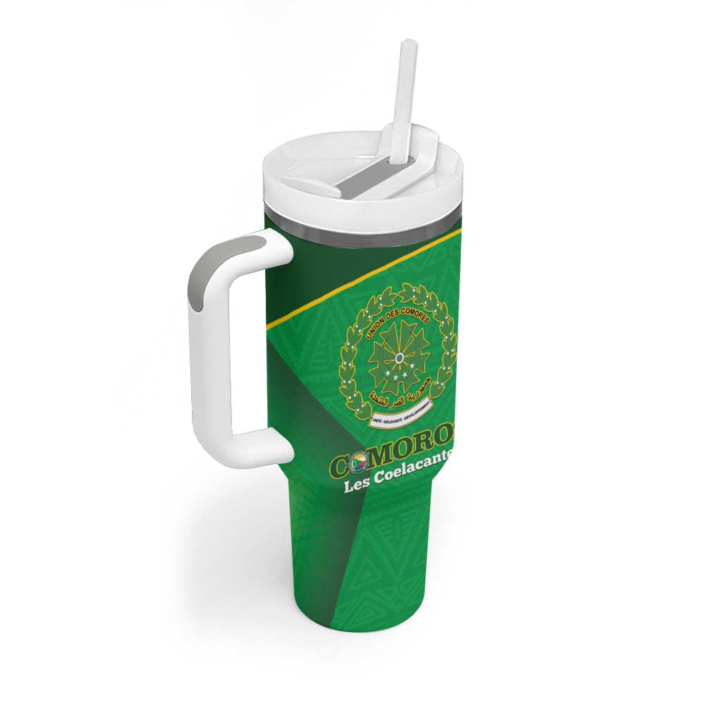 Custom Comoros Football Tumbler With Handle Allez Les Coelacantes LT14