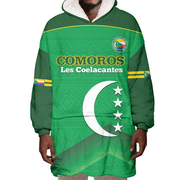 Custom Comoros Football Wearable Blanket Hoodie Allez Les Coelacantes LT14