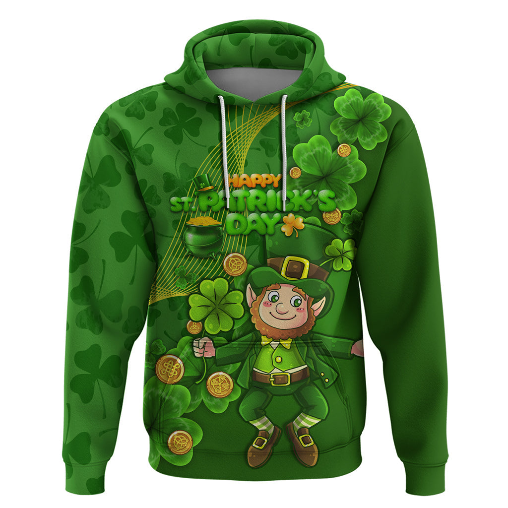 Happy St Patricks Day Hoodie 2024 Irish Shamrocks With Lucky Leprechaun LT14
